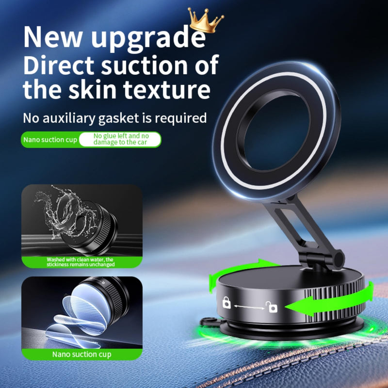 Direct Attach Leather Dashboards 360° Adjustable Suction Car Phone Mount，Vacuum Magnetic Cell Phone Car Holder for iPhone 17 17 Pro 17 Pro Max 16 Pro Max 15 14 13 12 Plus & Android ，Car Phone Mounts