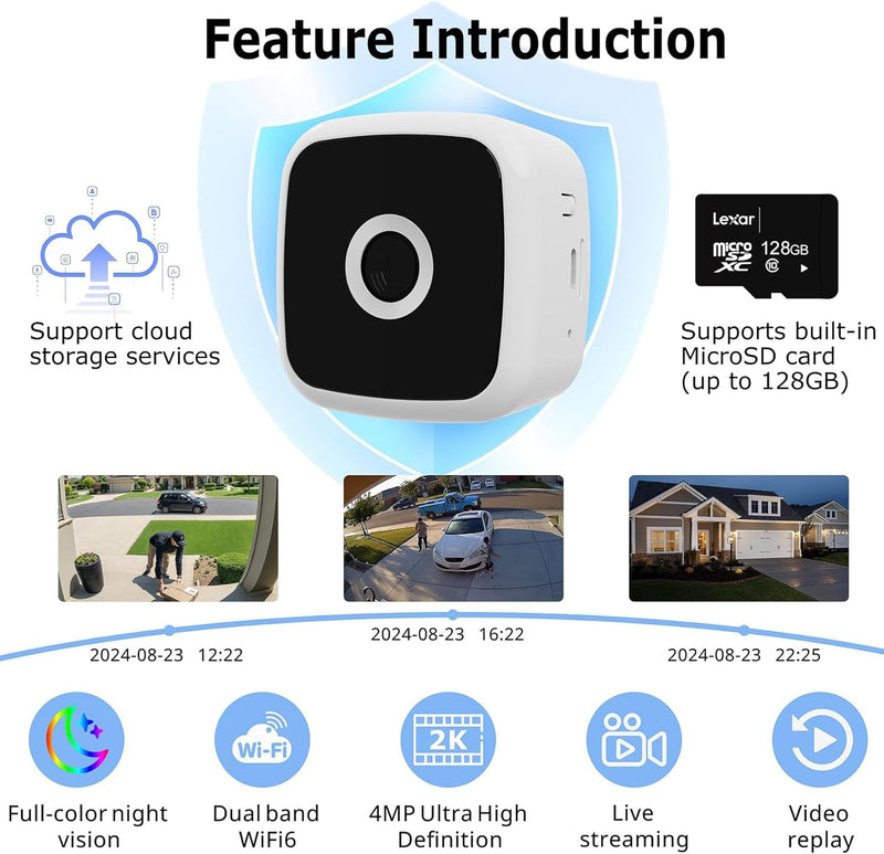 SOIADV 2.5K Window Camera Wireless,No-Drill Install,2.4GHz & 5GHz WiFi Indoor Dome Cameras for Home Security,AI Human Detection, 6s Pre-Roll, Battery Powered,4MP Color Night Vision,SD/Cloud 5G-1Pack