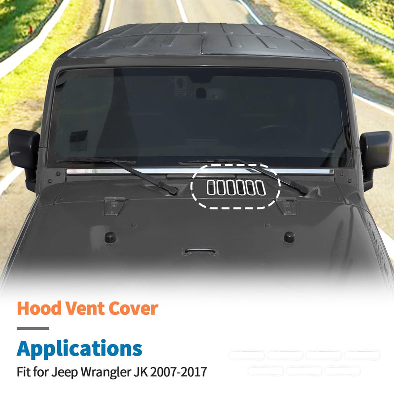 JeCar White Hood Vent Trim Covers Fit for 2007-2018 Jeep Wrangler JK JKU 2/4-Door Exterior Accessories