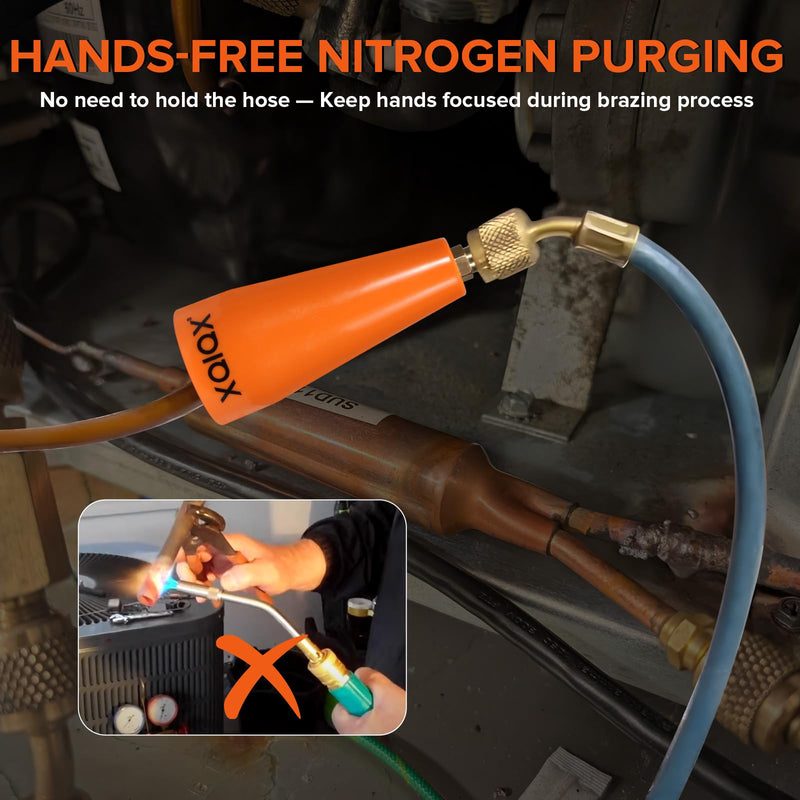TFXNPB Nitrogen Purge Boot, HVAC Nitrogen Purge Tool for Purging and Brazing Refrigeration Tube (3/8" to 1-1/8" OD ACR), HVAC Tools for Nitrogen Purge Regulator Brazing Adapter