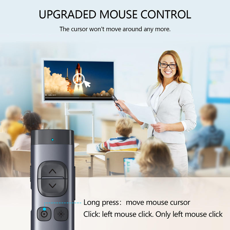 Norwii N97s TV Screen Presentation Clicker for powerpoint presentations, powerpoint clicker, Presentation Remote, Bluetooth Wireless Presenter, Digital Pointer for TV Screen Under Win/Mac Red - BLE&USB-A