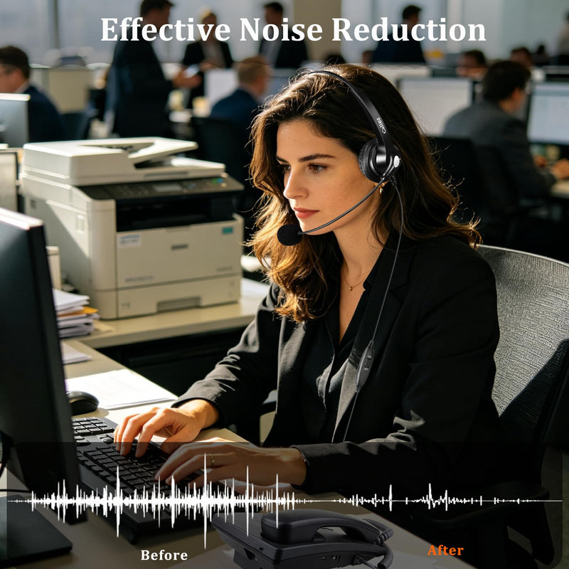 Callez Telephone Headset for Grandstream Avaya Panasonic Snom Ooma Phones | RJ9 Phone Headset with Noise Cancelling Mic, Volume Controls, Work for Grandstream GXP2135 2170 Avaya 1608 1616 Office Phones Silver