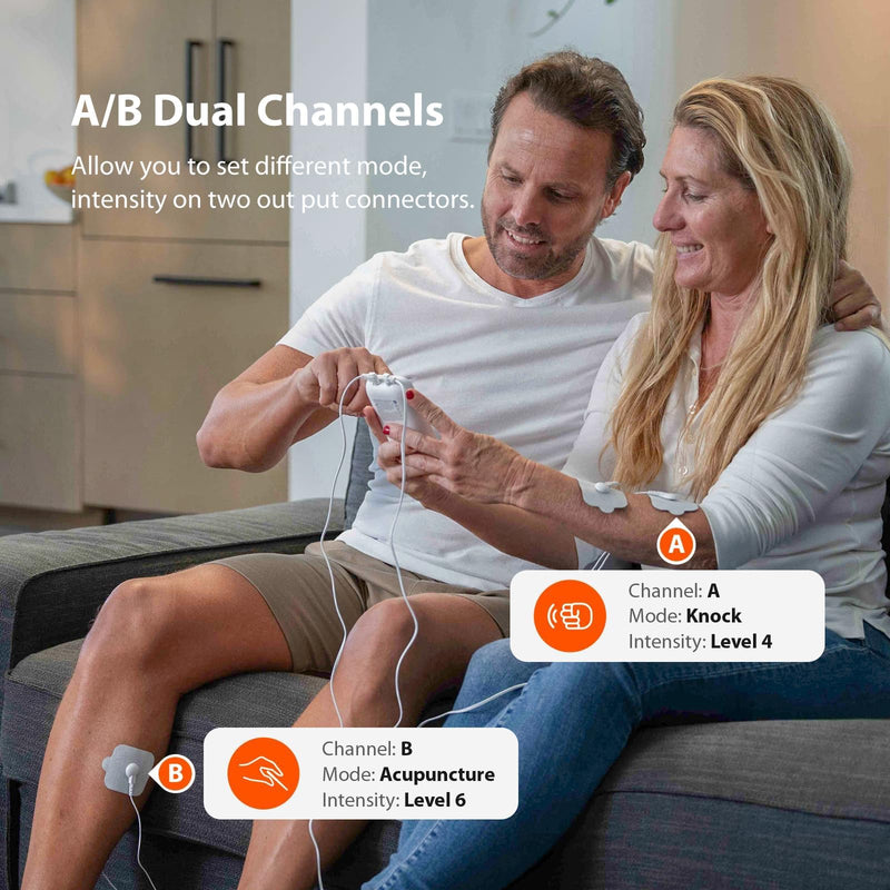 iHealth Dual-Channel TENS Unit Muscle Stimulator, Customizable Pain Relief for Back, Shoulder, Neck, Sciatica and More - 24 Modes, 15 Intensities, 90-Hour Battery Life, Multi-Size Electrode Pads