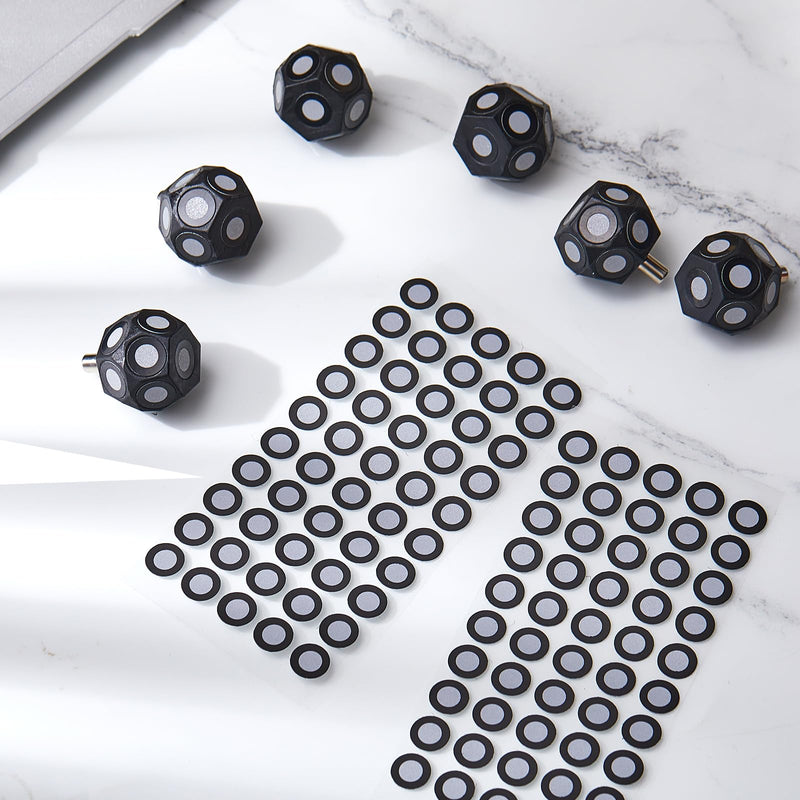 Kingdder 10 Pcs Magnetic 3D Scan Markers Set 4 Sheet 200 Point 6.0 mm 3D Scan Markers Dot Stickers Scanning Spray Scanner Turntable Compatible Tracking Dot Reference Point for Scanning 6 mm
