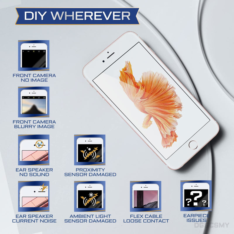 for iPhone 6s plus Front Camera Replacement 5MP 5.5" Repair Kit Earpiece Ear Speaker Replacement Module Part with Ambient Light Sensor Proximity Sensor Flex Cable Connector Fix Tools A1634 A1687 A1699