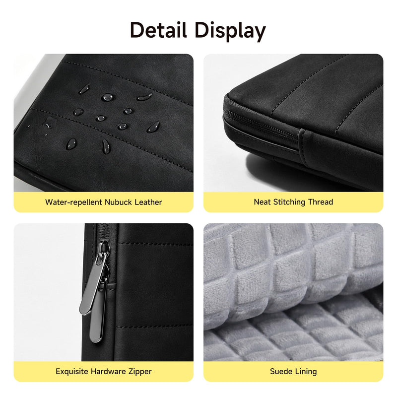 15 16 inch Laptop Sleeve Shockproof Nubuck Leather Laptop Bag Slim 15.6 inch Laptop case Compatible with MacBook Air Pro,HP,Dell,Lenovo,Notebook,Black, 15-16 inch Black