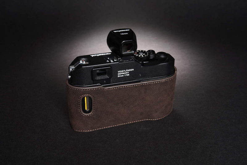 Voigtlander Bessa R2 Case, BolinUS Handmade Genuine Real Leather Half Camera Case Bag Cover for Voigtlander BESSA R4M R4A R3M R3A R2S R2C R2A R2M R2 T Camera with Hand Strap (Coffee) Coffee
