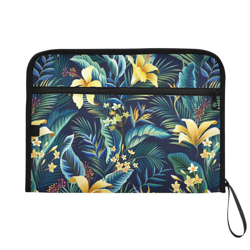 Hibiscus Plumeria Palm File Folders,Plastic Folders with 13 Pockets,Expandable File Folder for Documents School Students Office,Aesthetic Folder with Labels A4 Letter Size Multi 26
