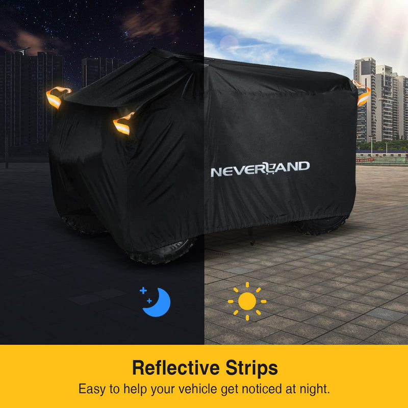 NEVERLAND ATV Cover Waterproof Heavy Duty 4 Wheeler Cover Quad Cover All Season Weather Proof Outdoor UV Protection for Polaris Yamaha Suzuki Honda (Black XLarge) Black XL-82.7''L x 47.2''W x 45.2''H
