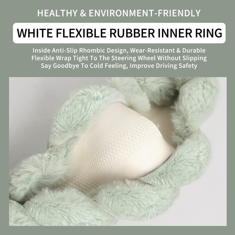 Luxury Fluffy Winter Car Steering Wheel Cover for Women Soft Warm Plush Cute Auto Accessories for Vehicle, Sedan, Universal, Fuzzy, Anti Slip, Pink, Standard Size, 14.75-15.15" Standard Size[14.75-15.15"](37.5-38.5cm)