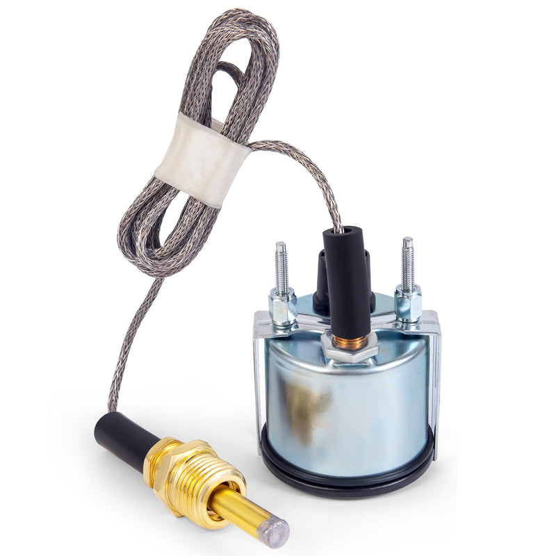 2" 52mm 12V Pointer Mechanical Water Temperature Temp Gauge （40-130℃,110-265℉ with 1.8m Wire Length,Yellow Light Car Meter with Sensor NPT 1/2