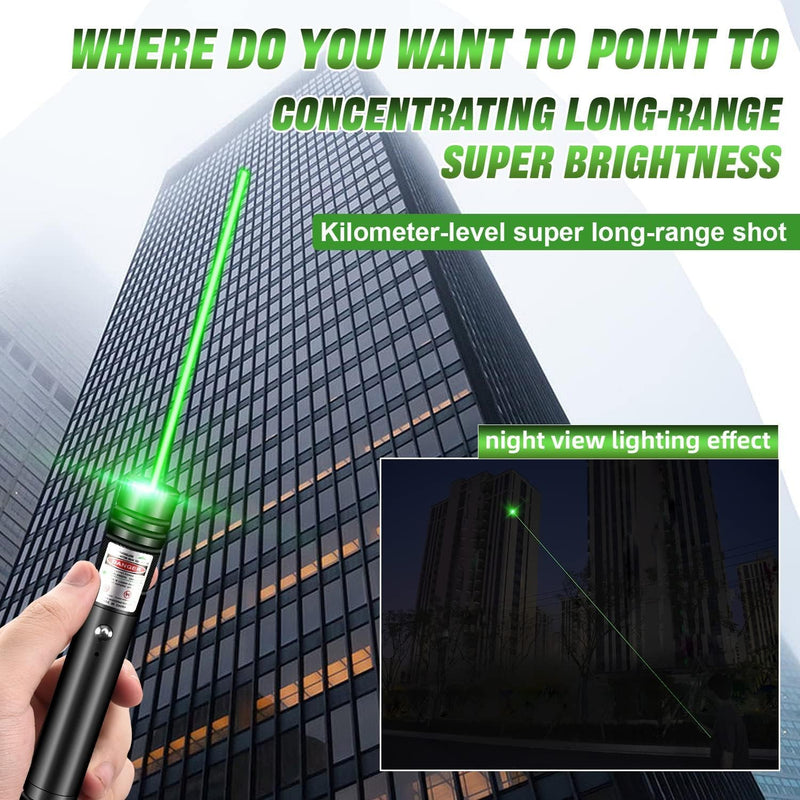 LUEIIN Long Range Laser Pointer 10000 Feet Visible Beam,USB Rechargeable Green Laser Pointer High Power for Presentations