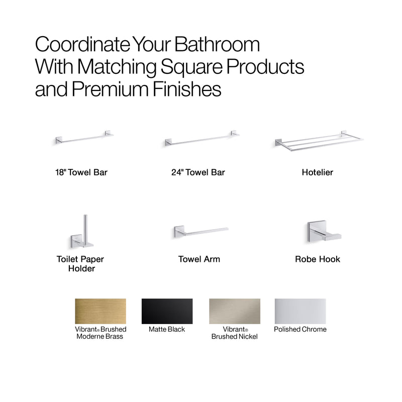 Kohler 23290-2MB Square Robe Hook, Vibrant Brushed Moderne Brass