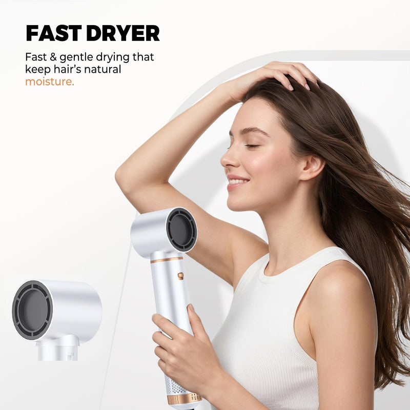 [AUSTRALIA] - OKWRAP 5 in 1 Hair Styler Airbrush Hair Styler Airbrush 5 in 1 Airstyler | Air Styler with Ionic Hair Dryer, Auto Air Curler, Hot Air Brush for Dry, Curl, Straighten, Volumise,and Smooth All Hair Type White