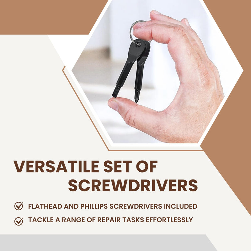 Pocket Screwdriver Set (Pack of 2) - Best Stocking Stuffers - EDC Keychain - Portable Repair Tool for Small Projects, Furniture - Compact & Ergonomic Flat Head & Phillips Key Screwdriver - 2 Colors