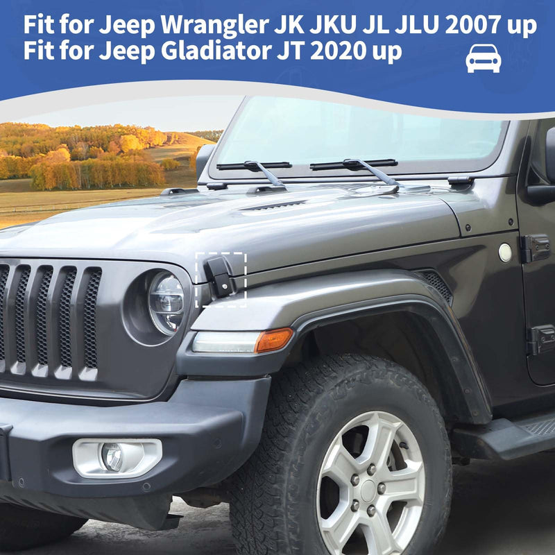 RT-TCZ for Jeep Wrangler Hood Latches Catch Kit with Lock for Jeep Wrangler JK JKU JL JLU Gladiator JT 2007-2024 Black Exterior Accessories 2pcs
