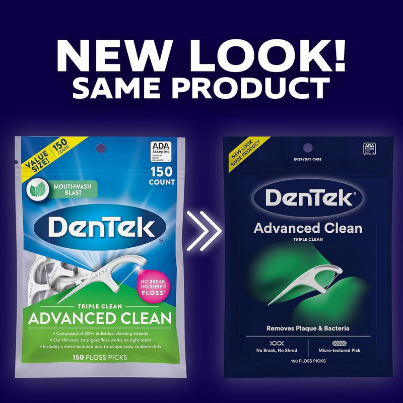 DenTek Triple Clean Advanced Clean Floss Picks, Dental Flossers for Oral Care, 90 Count (Pack of 12) 90 Count (Pack of 12)