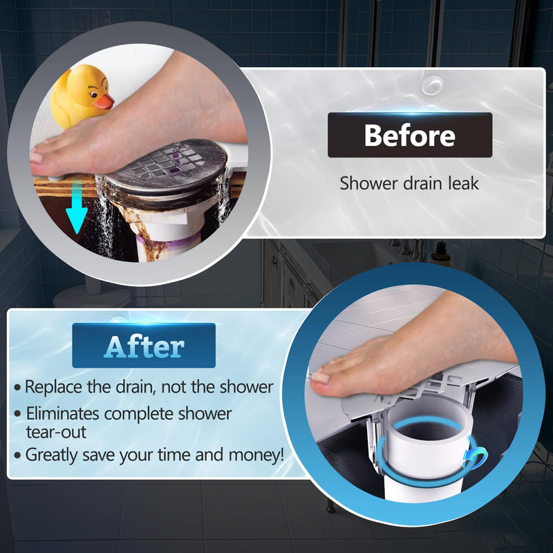 Shower Drain Replacement for Fiberglass & Plastic Shower Pans, Installs from Top Only, Chrome Fit for 4"- 4 1/2" Drain Flange & 2" ABS, PVC, Galvanized Steel & Cast Iron Drain Pipes (Brushed Nickel) Brushed Nickel