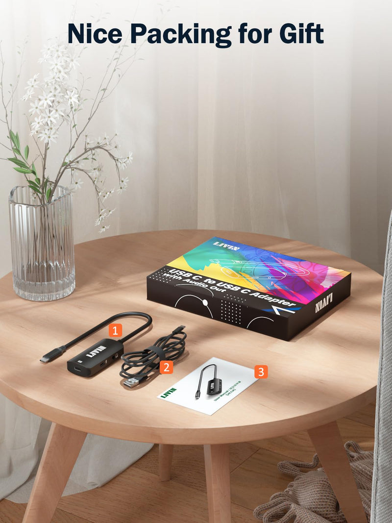 LIVIN USB C to Portable Monitor、AR Glasses XREAL One、Air 2 Pro/VITURE Pro/RayNeo Air 2s、3s/Rokid,【4K@60Hz+PD 100W+Audio 3.5mm】,USB C to Type C Adapter iPhone15/16、Android、PC、Switch、Steam Deck、Rog Ally