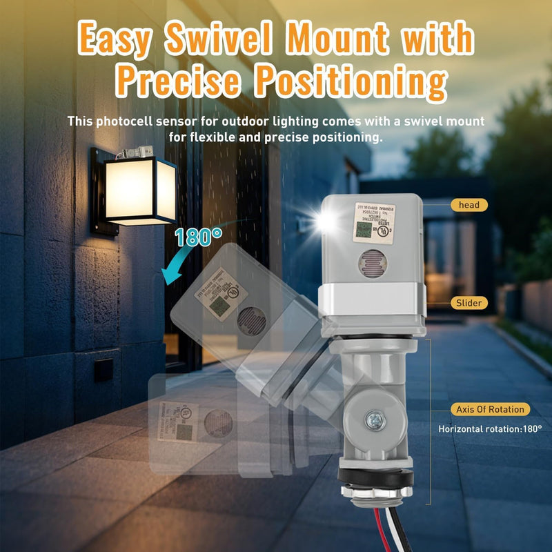4 Pcs Photocell Sensor for Outdoor Lights, 120VAC Dusk to Dawn Photocell Switch, IP54 Waterproof for Yard, Parking Lot, Street 4