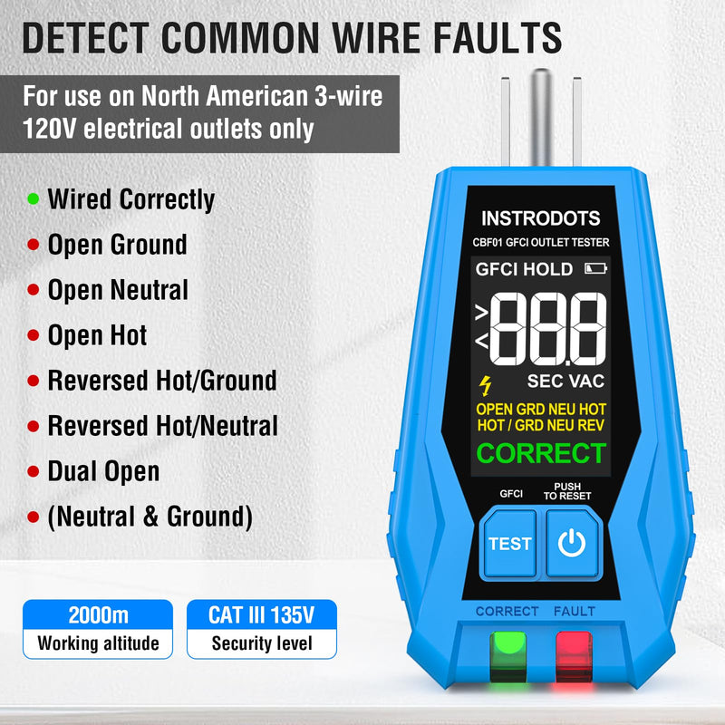 Circuit Breaker Finder Tool with Accessories, 90-135V AC Digital Breaker Finder with Integrated GFCI Outlet Tester, Circuit Tracer with Buzzer Alarm & Color Display, Includes Carrying Case Circuit Breaker Finder with 3 Accessories