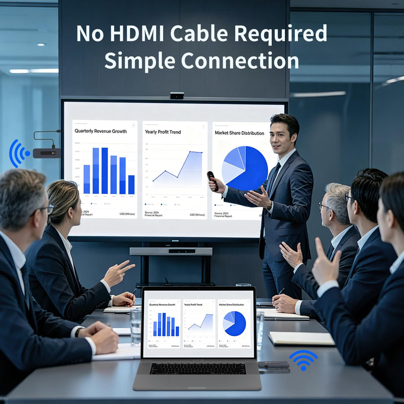 Wireless HDMI Transmitter and Receiver, 165FT/50M Range with LED Display, 4K Input 1080P Output, 5G+2.4G Plug & Play HDMI Wireless Extender for Laptop PC Camera to TV Box Monitor Projector