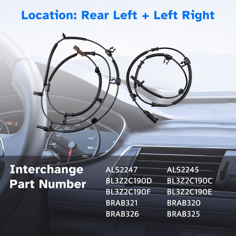 Rear ABS Wheel Speed Sensor Left Right fit for 2011 2012 2013 2014 Ford F-150 F150 Driver Passenger Side, ALS2247 ALS2245, 2pcs
