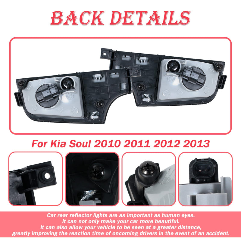 For Kia Soul 2010-2013 Rear Bumper Light Reflector Indicator Tail Fog Lamp Left&Right Pair
