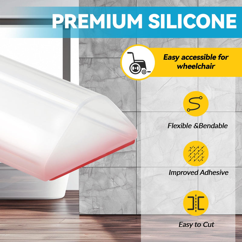 67" Collapsible Shower Threshold Water Dam Shower Barrier Keeps Water Inside Threshold Dry and Wet Separation Retention System Suitable for Bathroom Kitchen Sink Bathtub 67" Transparent