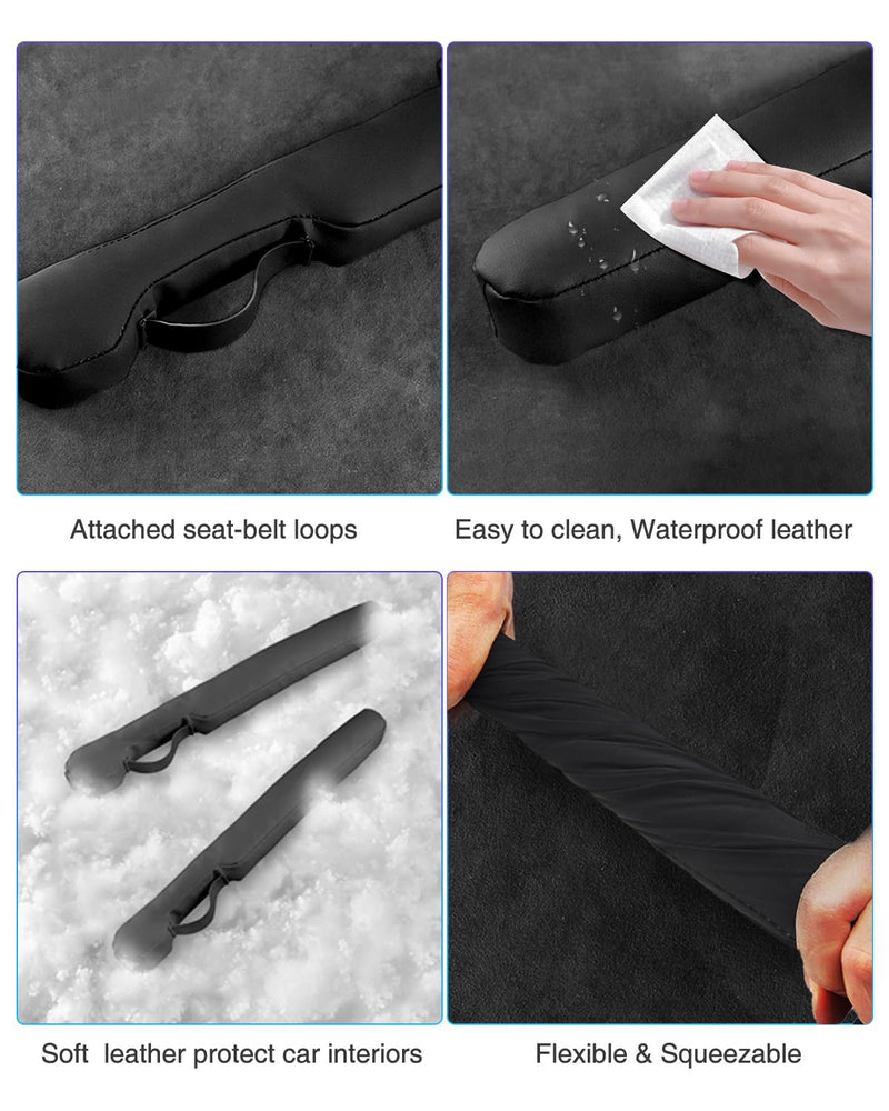Leather Car Seat Gap Filler Universal for Car Truck SUV to Block The Gap Between Seat and Console Stop Things from Dropping 2 Sets Black