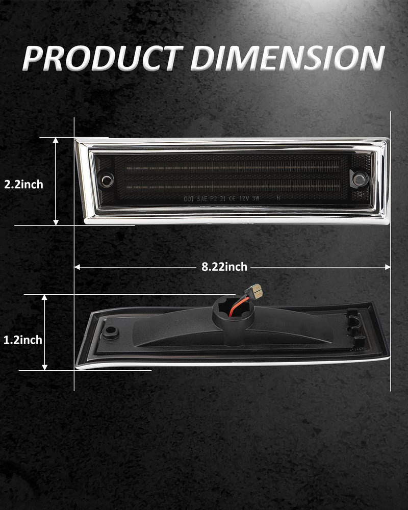 Bestview LED Side Marker Lights Compatible with 1981-1991 Chevy C10 C20 C30 GMC C1500 C2500 Suburban Blazer Jimmy, Driver & Passenger Side, Smoked Lens 1981-1991 Chevy C10 Amber Smoke Lens