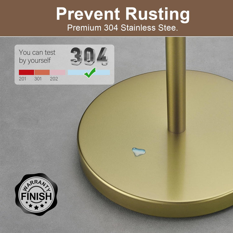 Toilet Paper Holder Stand, Gold 304 Stainless Steel,Free Standing for Bathroom,Weighted Base 1