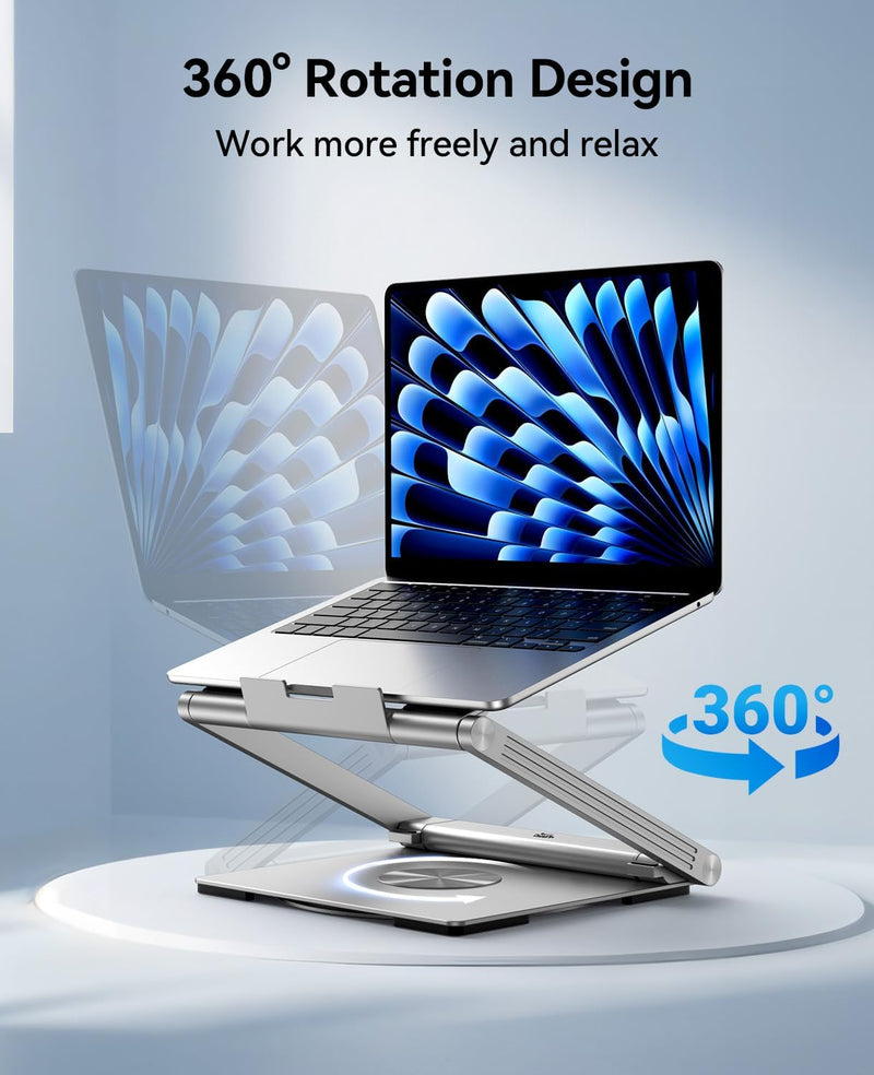 4URPC Laptop Docking Station Stand 4K@60Hz for MacBook Pro/Air M3/M4, Dell/HP/Surface/Lenovo/Chromebook, Laptop USB Hub Stand with HDMI, 3 USB, Ethernet, PD 3.0, Adjustable Dock with 360° Rotate Base