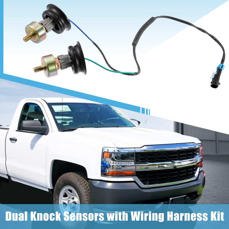 X AUTOHAUX 12589867 Dual Knock Sensors with Wiring Harness Kit for Chevy Silverado1500 2500 Tahoe Express Suburban for GMC Savana Sierra for Cadillac 4.8 5.3 6.0L 10456603