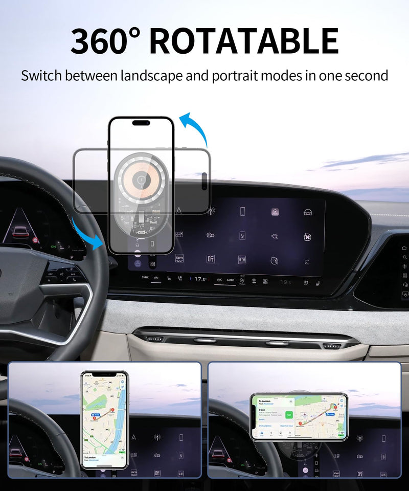 15W Wireless Charging Car Phone Holder for Audi A6,A5,S5,Q5,SQ5,Q6L e-tron | Magsafe Accessories Fast Charging Magnetic cell phone Holder Clip Compatible with iPhone Android, 3D Fit Vehicle Phone Stand For 14.5-inch 2026 A5/A6/S5/Q5/SQ5/Q6L e-tron