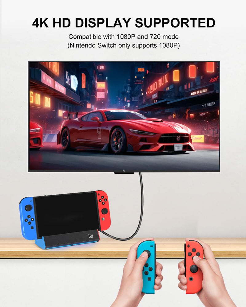 iPLYGAM Switch1 TV Dock with 1000Mbps Ethernet LAN Port/4K HDMI Port, Portable Switch Docking Station for Nintendo Switch/Switch OLED, Replacement Official Switch Dock Base Stand (NO Cable Included) for Switch/OLED(LAN)