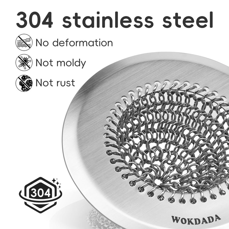 2 Pack Wokdada Bathtub Drain Hair Catcher, Wokdada Fast Drainage Shower Drain Hair Catcher, Reversible 304 Stainless Steel Drain Protector for Pop-Up and Regular Drains of Bathroom(Patented Product) Silver Silver
