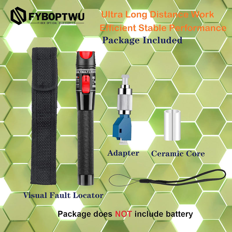 2pc Fiber Optic Visual Fault Locator VFL Fiber Optic Cable Tester with 2pcs Singlemode 9/125um FC Male to LC Female Adapter, Red Switch (Mode Number: VFL-50) 2