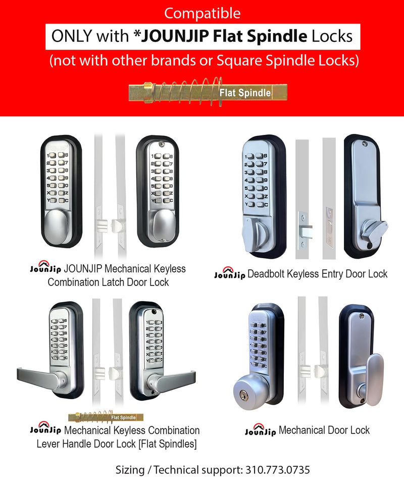 JOUNJIP Flat Spindle Thick Door Extension Kit - ONLY for JOUNJIP Brand [Flat Spindle] Mechanical Door Locks and Deadbolt Locks - Cutting Needed (Tool Not Included)