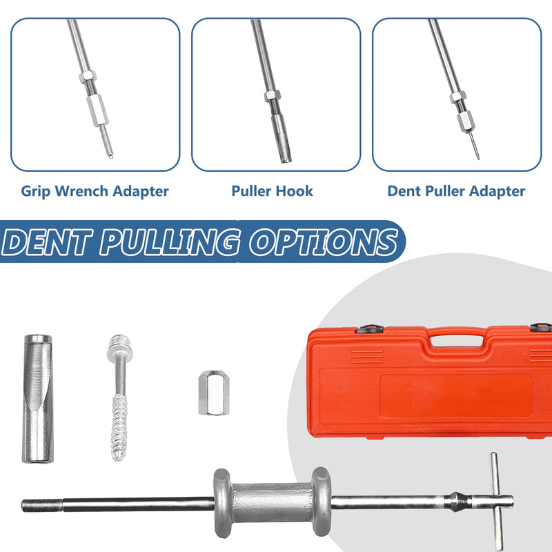 9-Way Slide Hammer Puller Set, Front Wheel Hub Bearing Remover & Rear Wheel Axle Hub Dent Shaft Puller Tool Kit Wheel Bearing Removal Tool Red