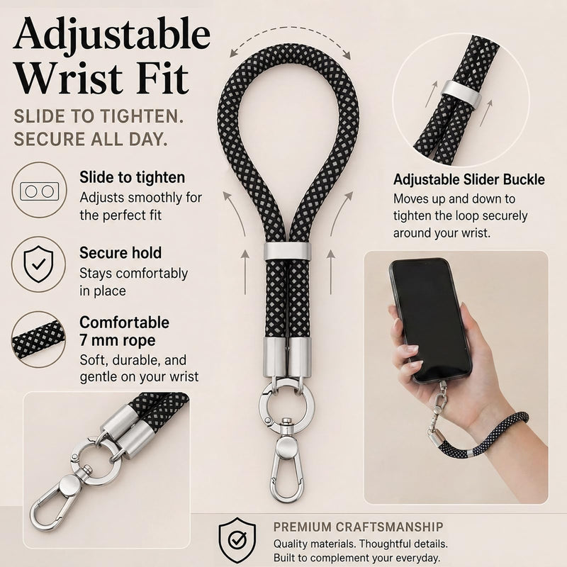 phone wrist strap, Adjustable Cell Phone Lanyard Strap for Case | Charm Wrist Lanyard with Anti Theft phone Tether Tab, Secure Phone Strap for Daily Carry and Hands-Free Use Brown