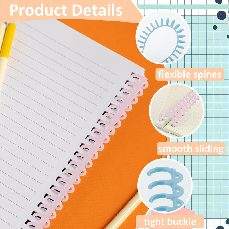 Binding Spines, 10Pcs Plastic Binding Combs Binding Machine 30 Hole Click Binding Ring Spiral Book Binder Coils for Student Teacher Business Document File Making Office and School Use