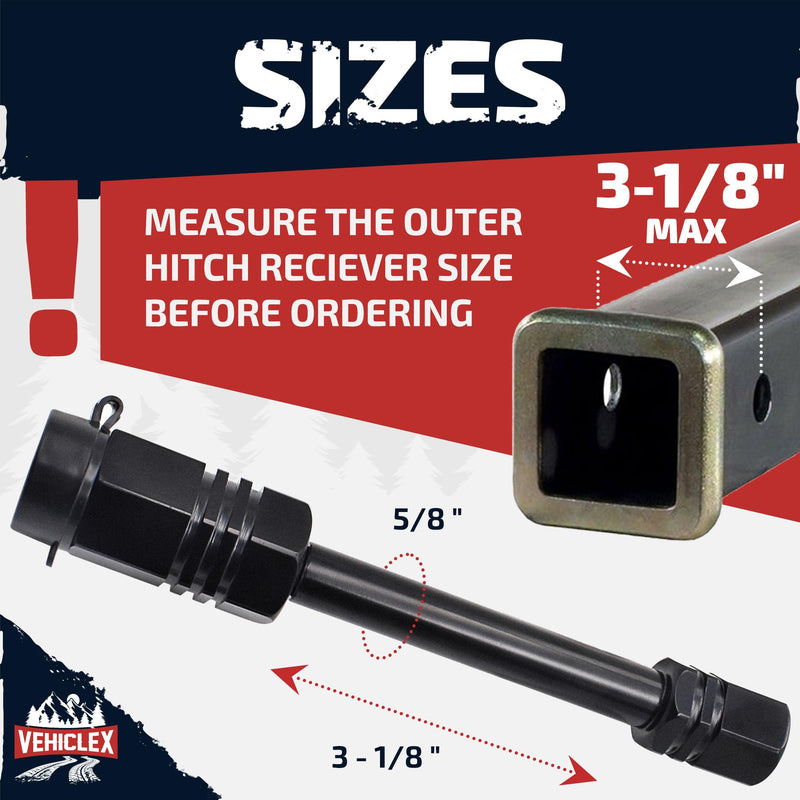 Trailer Hitch Pin Lock for 2" Receiver - Vehiclex Secure 5/8" Locking Pin for Class III, IV Hitch with Exclusive Tubular Key, Built Tough for Dust, Mud, and Thieves 2"-2.5"