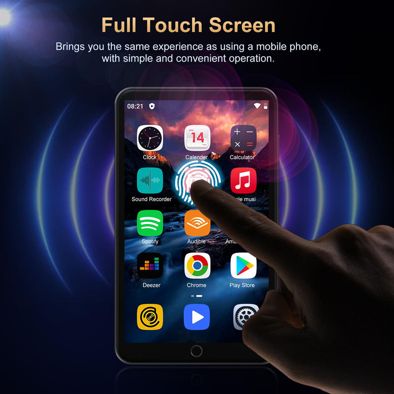 Oilsky 80GB MP3 Player with Bluetooth and WiFi, Mp3 & Mp4 Music Player with Spotify, Amazon Music, Audible, 4.0" IPS Touch Screen Android Player with Speaker, FM Radio, Up to 512GB Black
