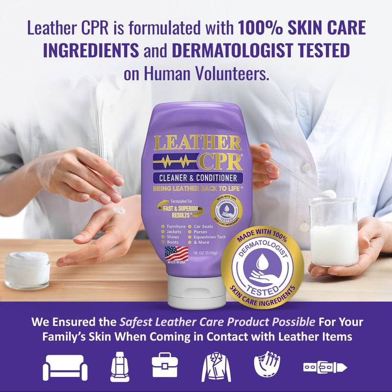 Leather CPR Cleaner & Conditioner 18oz - Cleans, Conditions, Restores & Protects Leather Furniture, Handbags, Car Seats, Interior, Jackets, Boots, Purses, Shoes, Couch, Saddles, Tack & More 18 Ounce (Pack of 1)