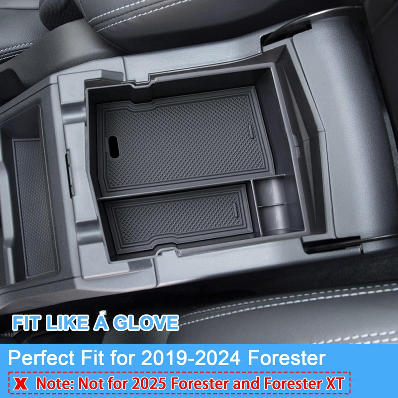 JKCOVER Upgraded Design Center Console Organizer Tray Compatible with Subaru Forester 2024 2023 2022 2021 2020 2019 Interior Armrest Insert Storage Box Easy Removal Accessories Black
