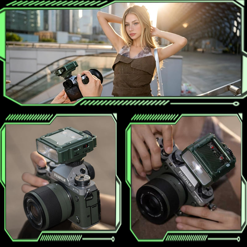 VILTROX 26Ws TTL Mini Flash Speedlite for Fujifilm, GN16 1800mAh, 1S Rapid Recycle On-Camera Flash Mini Speedlight, Spark Z3-F Flash Speedlight with Diffuser, Green Z3 For Fujifilm(Green)