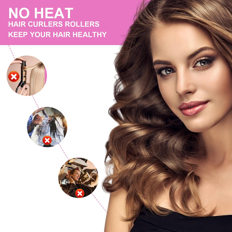 28Pcs Rollers Self Grip Hair Curlers, No Hair Damaging, Volum & Style Long, Medium & Short Hair purple 1 count (Pack of 29)