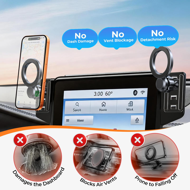 Car Phone Holder for Ford Explorer 2020-2024 with 10.1-Inch Screen (Not for 2025+ & 8-Inch Screen) 360° Rotation Magnetic Cell Phone Mount, Compatible with Magsafe, Does Not Affect Air Vent Fit for 2020-2024 Explorer, 10.1-Inch