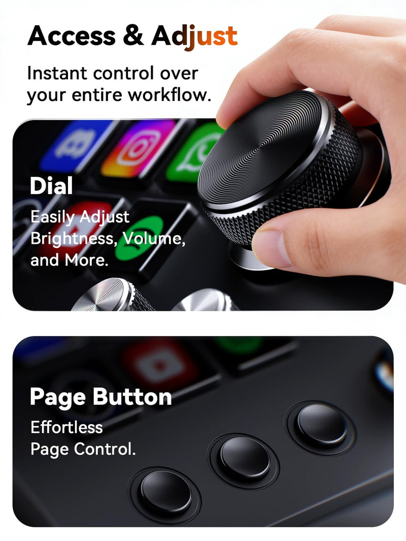 Streonor S6 Mini Stream Controller, Macro Keypad Shortcut Keyboard | 6 Customizable Keys, 3 Scene Keys & 3 Knobs, Compact Macro Deck for Live Streaming, Editing, Productivity, Windows & Mac
